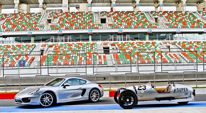 Porsche Cayman S and Morgan 3 Wheeler