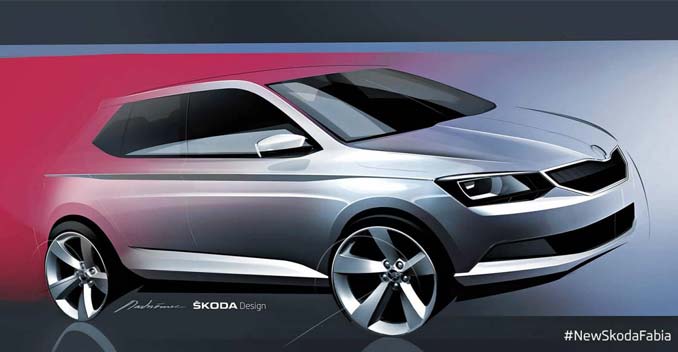 Skoda has released a design sketch, which, for all practical purposes, serves as a teaser to the third generation Fabia that is all set to make its debut at the Paris Motorshow this October.