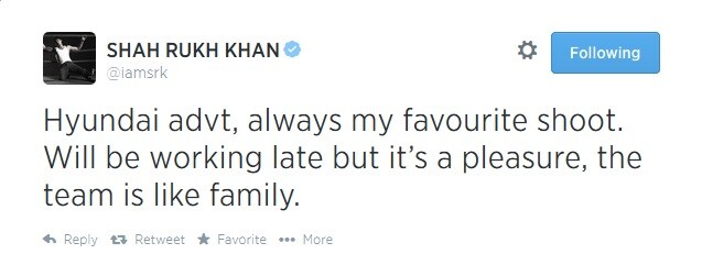 SRK Hyundai Tweet