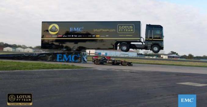Renault Truck Jumps Over Lotus F1 Car And Sets a World Record Renault Truck Jumps Over Lotus F1 Car And Sets a World Record