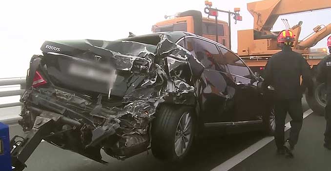A 100 car pile-up in South Korea has led to the death of two people and has left 45 injured. It was on a bridge near South Korea's largest international airport, that was the place for the pile-up . South Korea has been experiencing dense fog for the past few days and the mishap has been said to be a result of this.