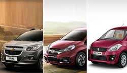 Maruti Suzuki Ertiga vs Chevrolet Spin vs Honda Mobilio: Specifications Comparison