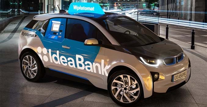 Poland's Idea Bank did something that befitted their nomenclature. They used four BMW i3s and made ATMs out of them. So you don't need to go to the bank, the bank comes to you.