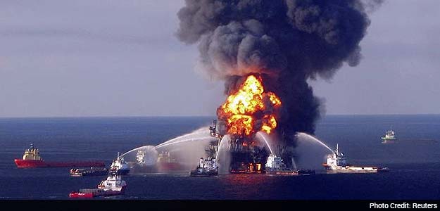 File Photo: Response crews battle the blazing remnants of the offshore oil rig Deepwater Horizon in April 21, 2010