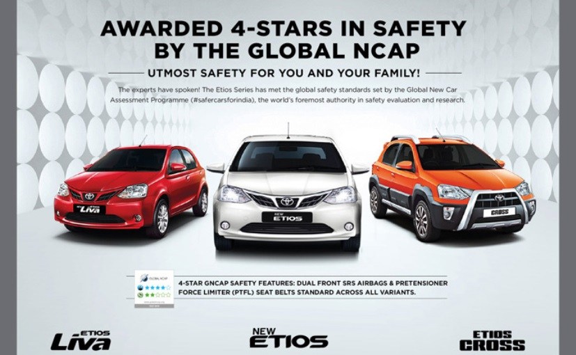 Toyota Etios Awarded 4-Stars in Global NCAP Crash Test Toyota Etios Awarded 4-Stars in Global NCAP Crash Test