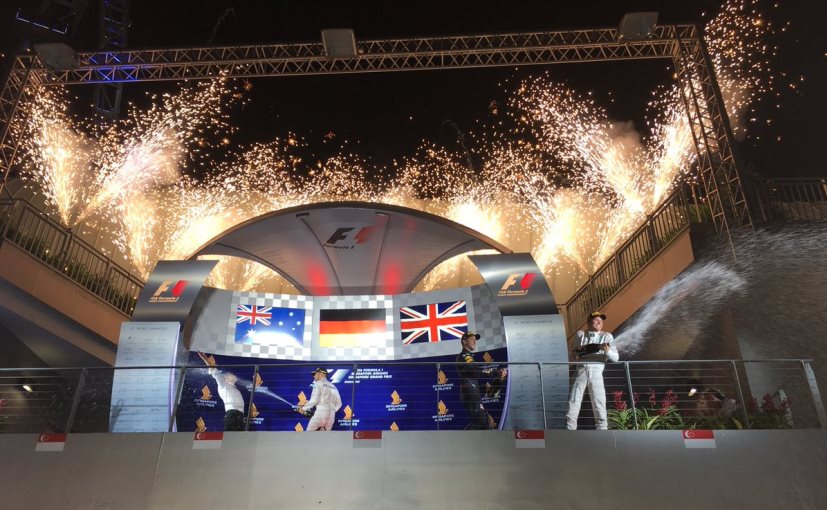 The Singapore Grand Prix is one of the most challenging races on the Formula 1 calendar and Nico Rosberg managed to prove his dominance tonight. The Mercedes-AMG driver won the title despite an aggressive Daniel Ricciardo trailing behind at second place with a gap of just 0.4 seconds, while teammate Lewis Hamilton finished third ahead of Ferrari's Kimi Raikkonen.
