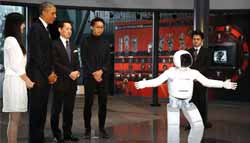 ASIMO greets U.S President Barack Obama