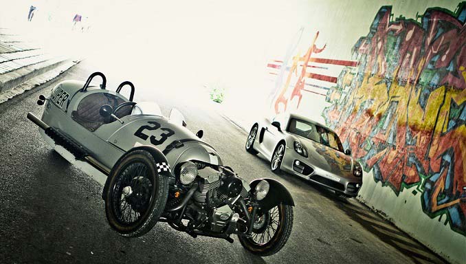 Motoring Nirvana: Porsche Cayman S and Morgan 3 Wheeler