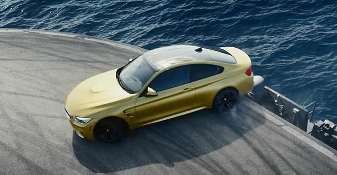 BMW M4 Burns Rubber on an Aircraft Carrier