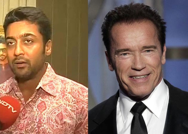 Suriya Meets his Fitness Idol Arnold Schwarzenegger