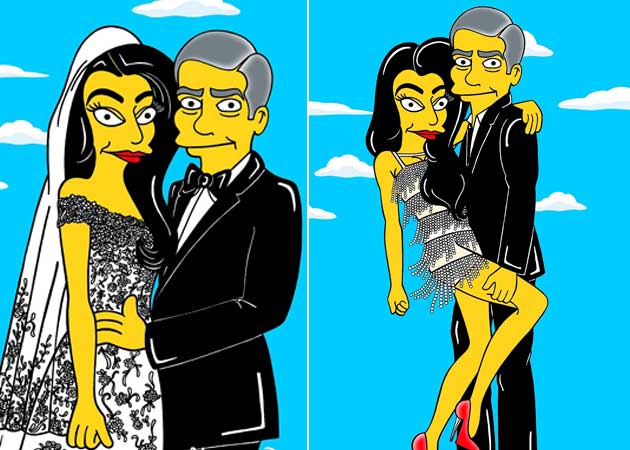 Amal and George Clooney's Wedding Meets The Simpsons