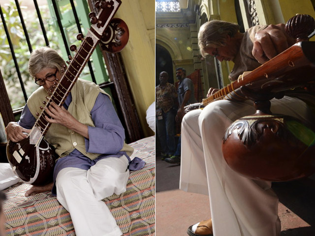 Amitabh Bachchan Plays the Sitar, or Pretends to, For <i>Piku</i>