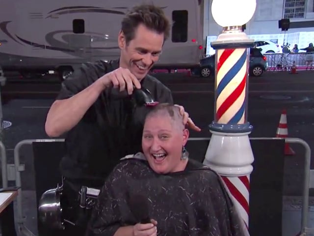Getting Dumber? Jim Carrey Shaves Off a Female Fan's Head on TV Show