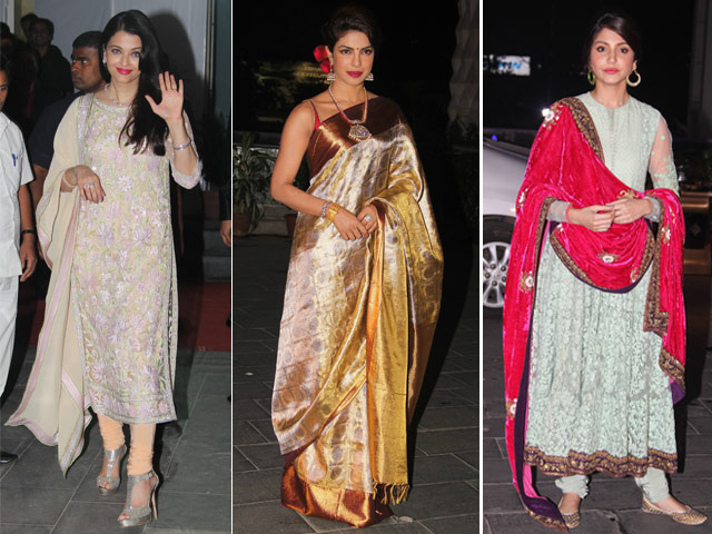 At Morani Wedding, Aishwarya, Priyanka and Anushka Dress in Sunday Best