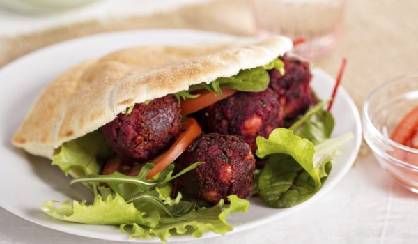 Beet and Arbi Falafal with Homemade Pickles