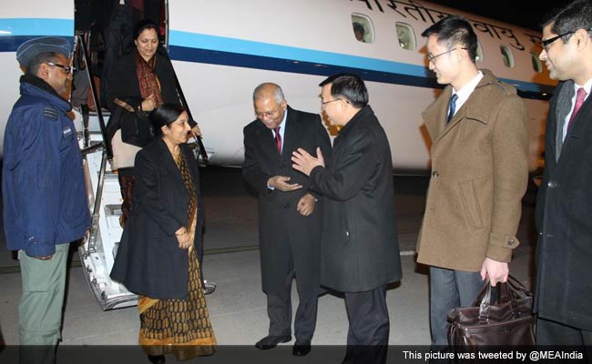 External Affairs Minister Sushma Swaraj Arrives in Beijing on Four-Day Visit
