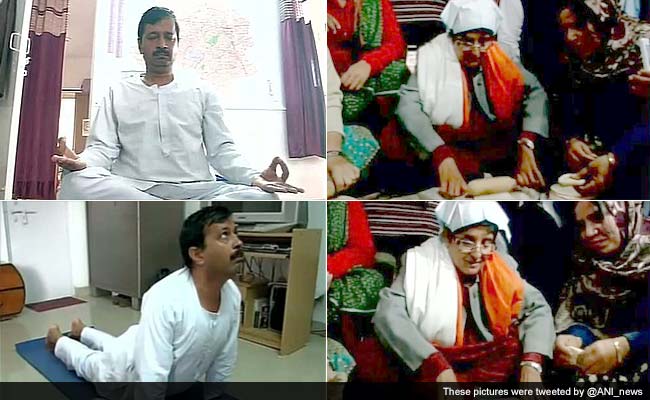 God and Yoga for Kiran Bedi and Arvind Kejriwal, a Day before Delhi Elections