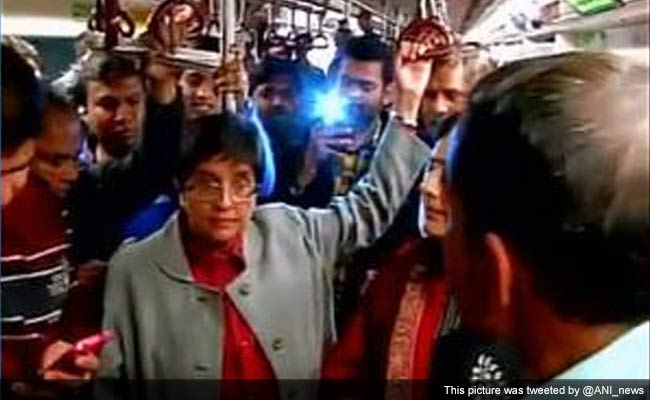 Kiran Bedi Travels on Delhi Metro to Reach Out to People