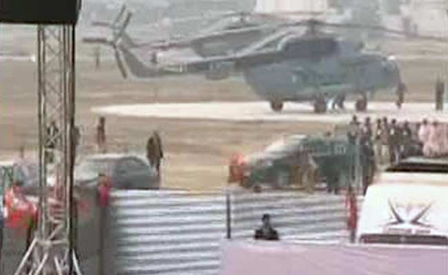 Prime Minister Narendra Modi's Chopper is a Centre of Attraction