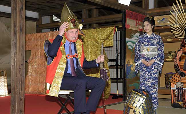 Britain's Prince William Dons Samurai Gear on Japan Tour