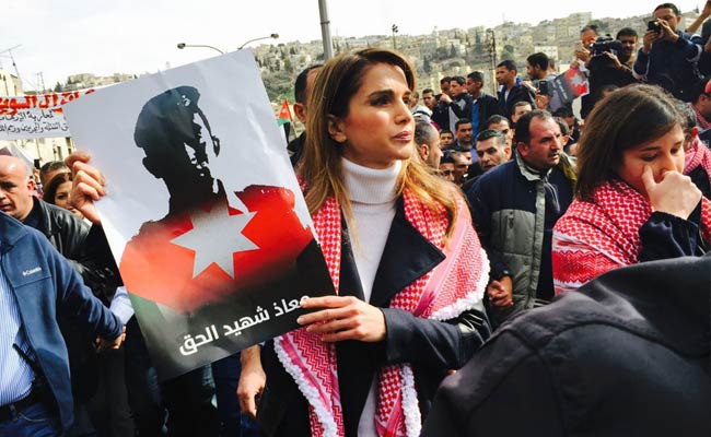 Jordan's Queen Rania Joins March for Murdered Pilot