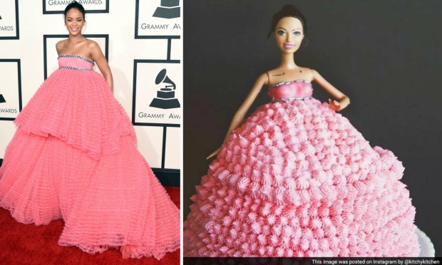 Rihanna's Two-Tiered Hot Pink Grammy Gown Inspired This Baker