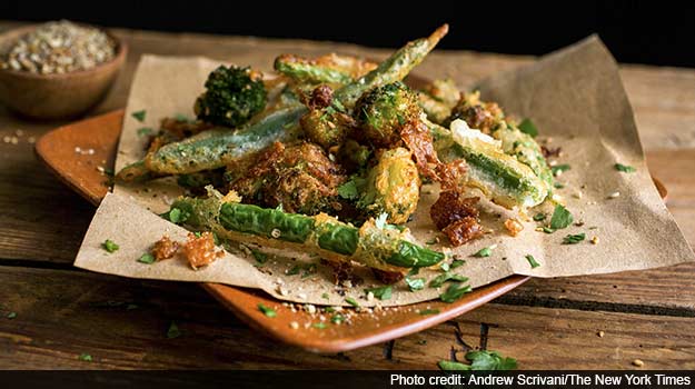 Vegetables Put On a Light Coat: Spiced Green Beans & Baby Broccoli Tempura