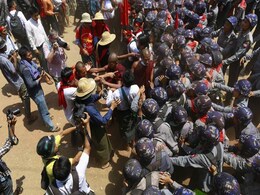 Myanmar Police Clash With Protesting Students Myanmar Police Clash With Protesting Students
