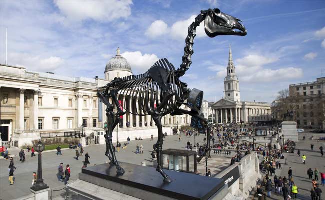 Skeleton Statue Unveiled in London's Trafalgar Square