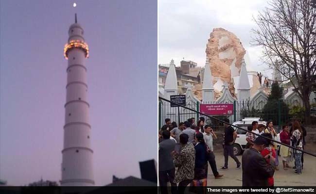 Historic Dharahara Tower Collapses in Kathmandu After Earthquake, 180 Killed
