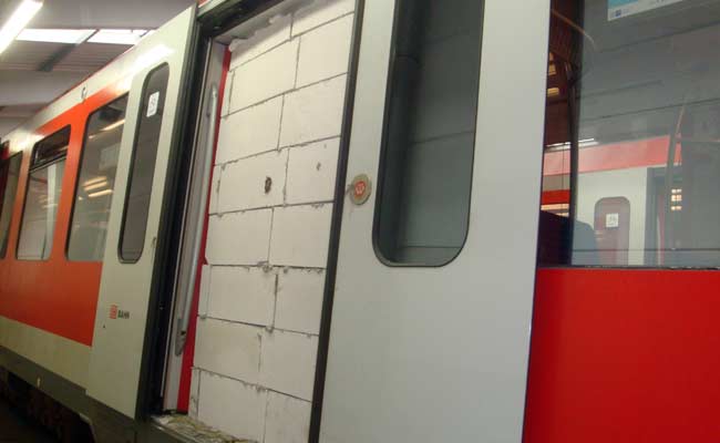 Vandals Brick Up Door of German City Train Carriage