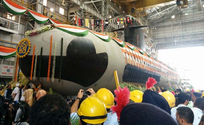 Scorpene Submarine, Built at Mumbai Docks, Launched Into Water