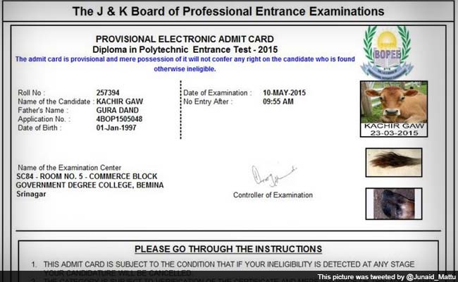 Cow Gets Admit Card, Owner Wants It To Sit For Exam
