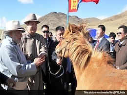 Mongolian Premier Gifts a Horse to PM Narendra Modi Mongolian Premier Gifts a Horse to PM Narendra Modi
