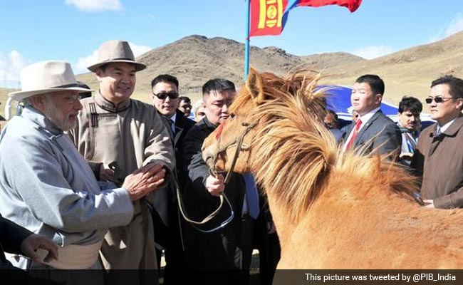 Mongolian Premier Gifts a Horse to PM Narendra Modi