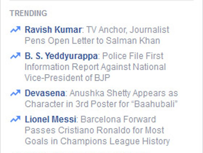 फेसबुक पर सबसे ऊपर ट्रेंड कर रहे हैं रवीश कुमार, सलमान खान नंबर 8 पर