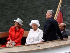 Britain's Queen Elizabeth II Takes Breezy Boat Trip in German Capital