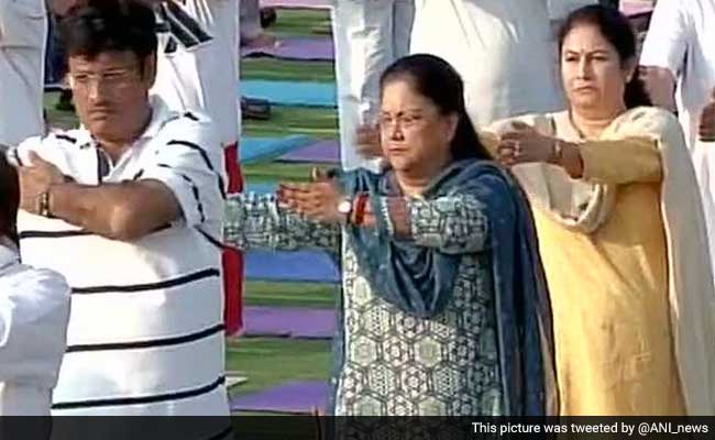 Vasundhara Raje Makes First Public Appearance in a Week on Yoga Day