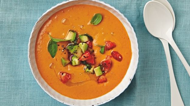 The Weekend Cook: Thomasina Miers' Recipes for Tomato Gazpacho with Strawberries, and Griddled Pork Tenderloin with Crushed Broad Beans