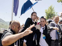 Serbian PM Aleksandar Vucic Attacked During Srebrenica Ceremony Serbian PM Aleksandar Vucic Attacked During Srebrenica Ceremony