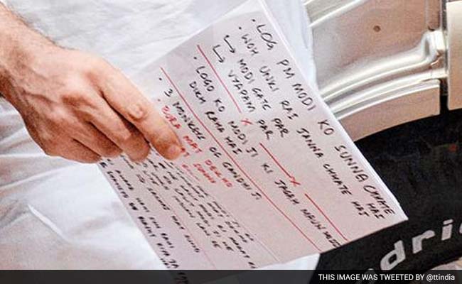 Rahul Gandhi's Cheat Sheet for Parliament Speech Amuses Social Media