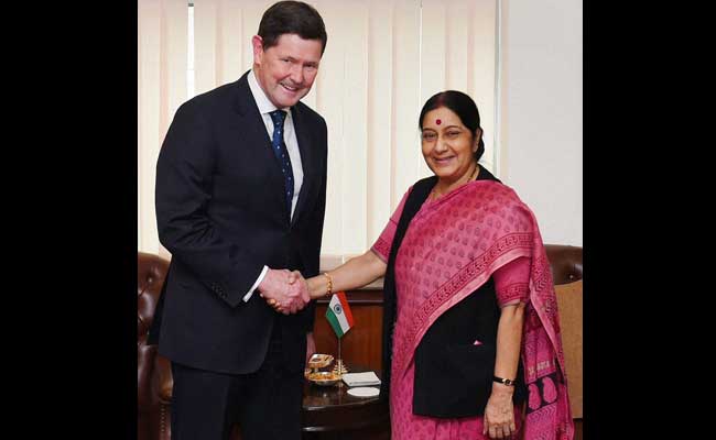 Australian Defence Minister Kevin Andrews Meets Sushma Swaraj