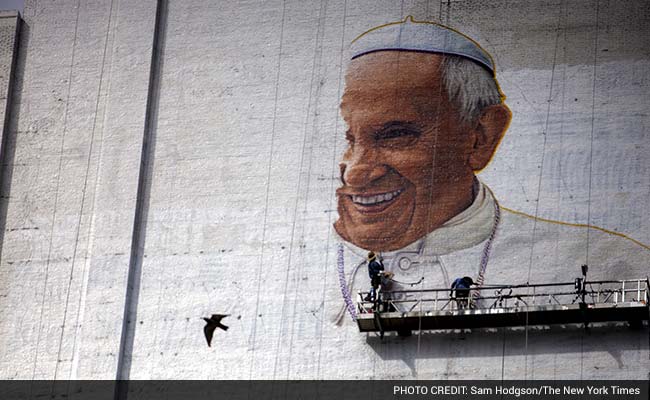 Before the Pope's Visit, a 180-Foot-Tall Francis Arrives in Midtown