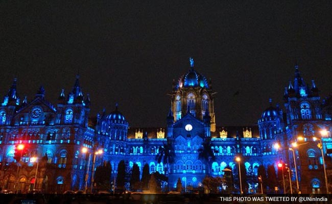Mumbai CST Turns Blue for United Nations' 70th Anniversary