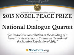 ट्यूनीशियाई संगठन नेशनल डायलॉग क्वार्टेट को शांति का नोबेल पुरस्‍कार