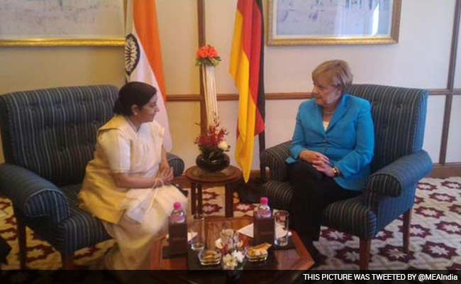Sushma Swaraj Calls on Angela Merkel, Meets Her German Counterpart