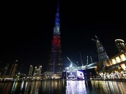 World's Tallest Building Lit Up in French Tricolor World's Tallest Building Lit Up in French Tricolor
