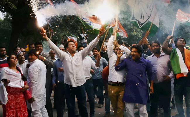 Celebrations Erupt at Congress Headquarters After Bihar Poll Results