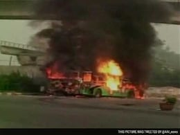 DTC Bus Catches Fire, No Report of Any Casualty DTC Bus Catches Fire, No Report of Any Casualty