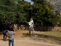 Row Over Hanging of Dummy Cow at Jaipur Art Summit